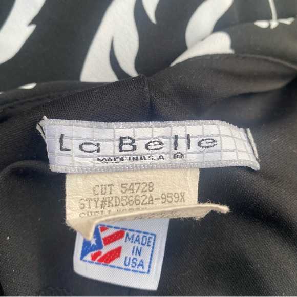 La Belle Black and White Floral Midi Dress Cap Ruffle Sleeve Vintage Y2K Medium - Picture 10 of 11